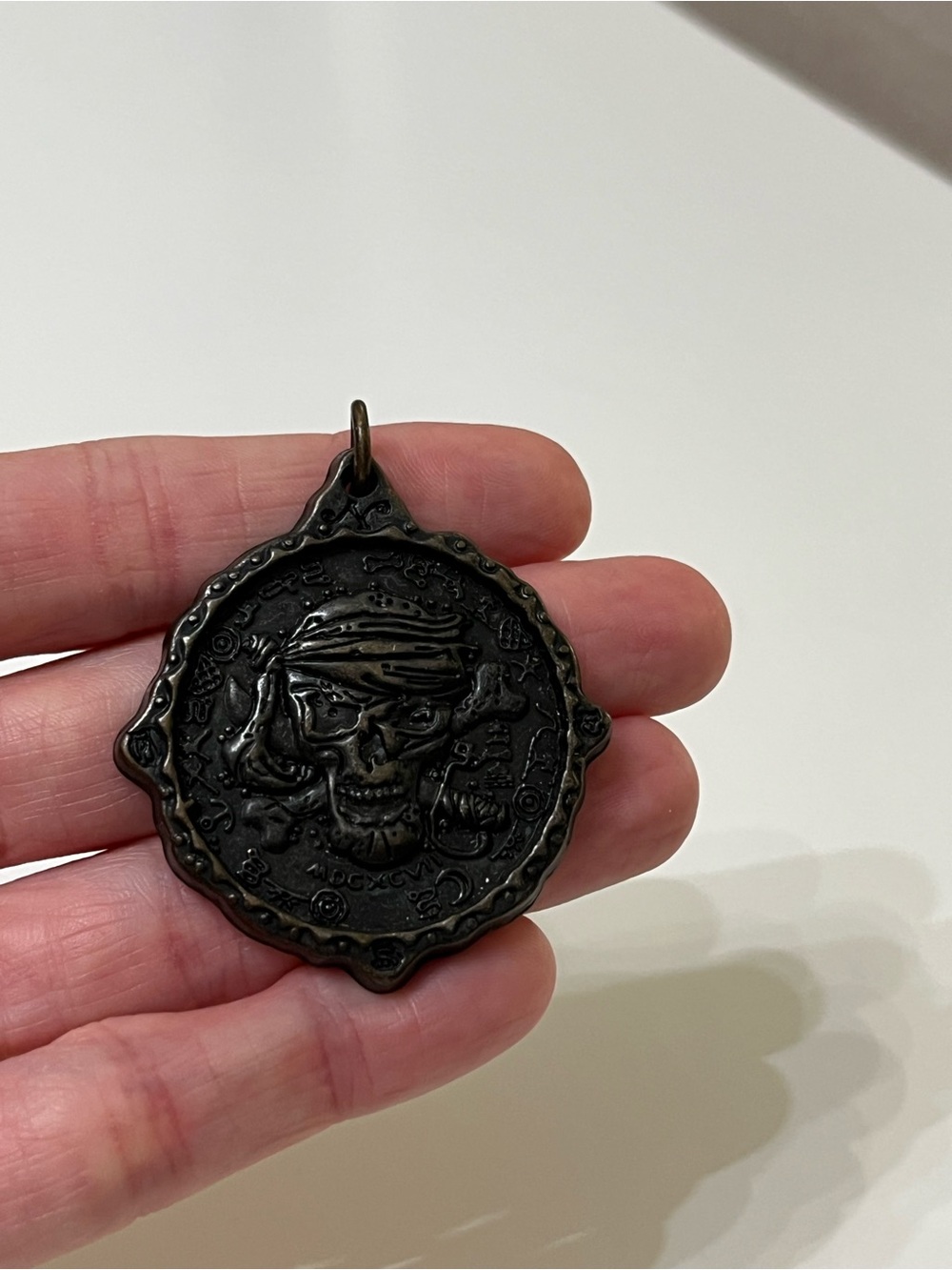 Disney Pirates League Skull Medallion Pendant Pirate Coin Charm